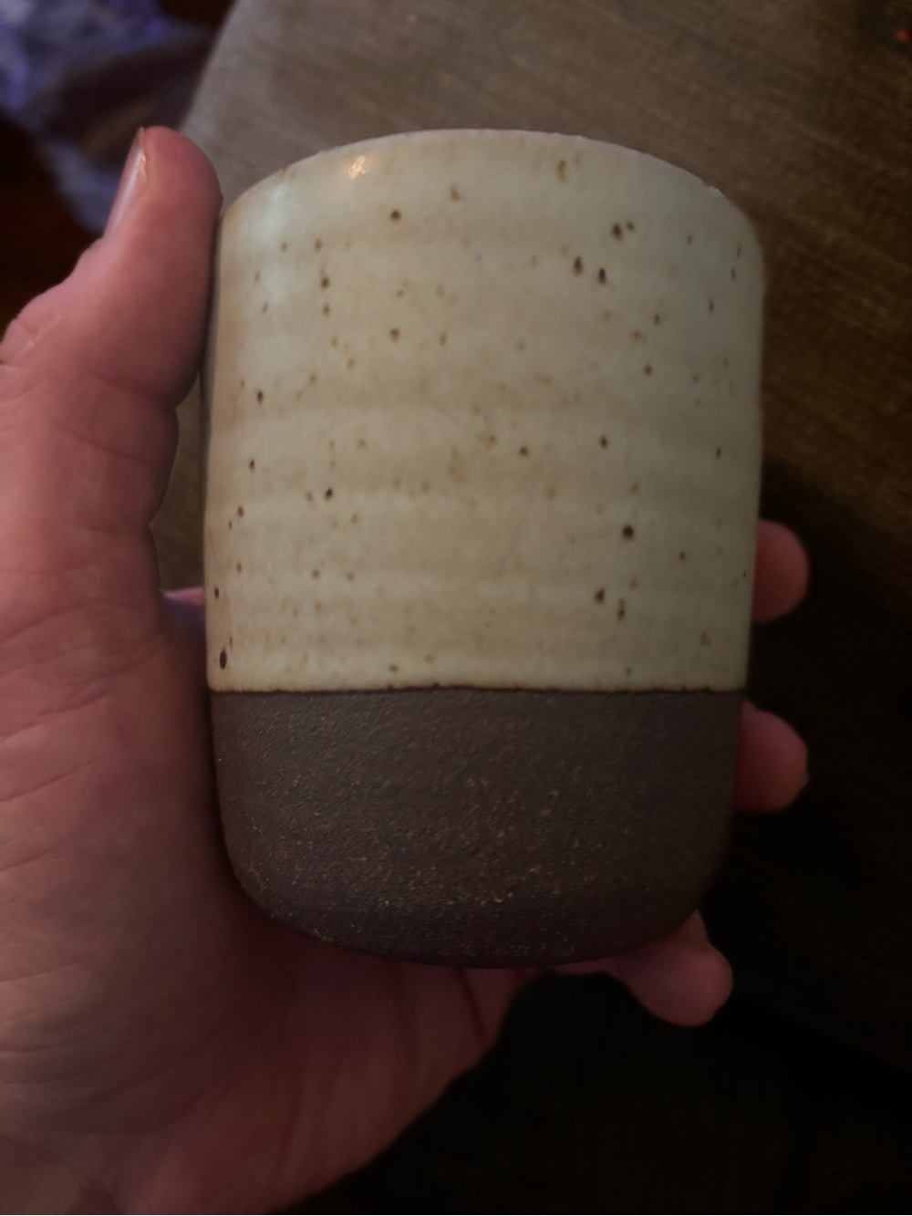 Ceramic Espresso Cup - Two-Tone Cream and Brown | Unbranded